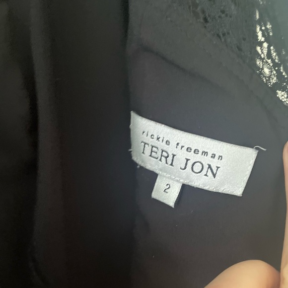 Rickie Freeman Teri Jon black dress evening jewels - Picture 4 of 6